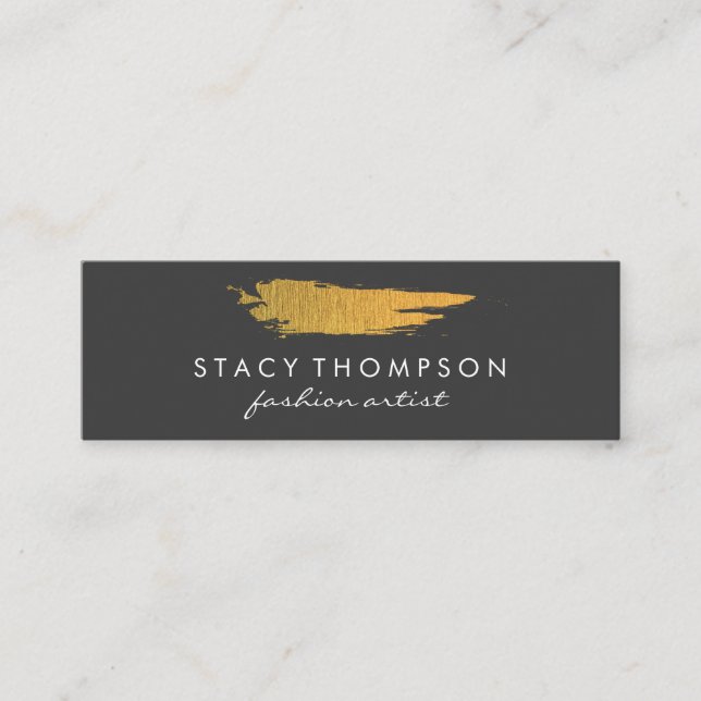 Artistic Faux Gold Brushed Pattern Mini Business Card (Front)