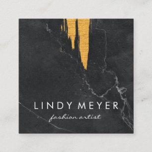 Artistic Faux Gold Brushed Slate Square Business Card