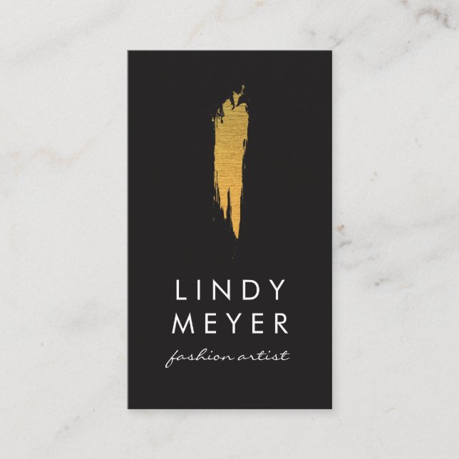 Artistic Faux Gold Brushed Vertical Business Card (Front)