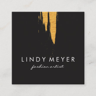 Artistic Faux Gold Brushed Vertical Square Business Card