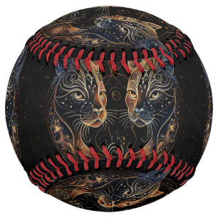 Artistic Feline Circle Twin Cats Softball
