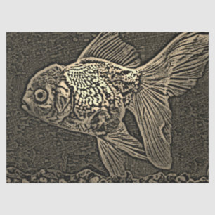 Artistic Fish Decoupage Sepia Tissue Paper