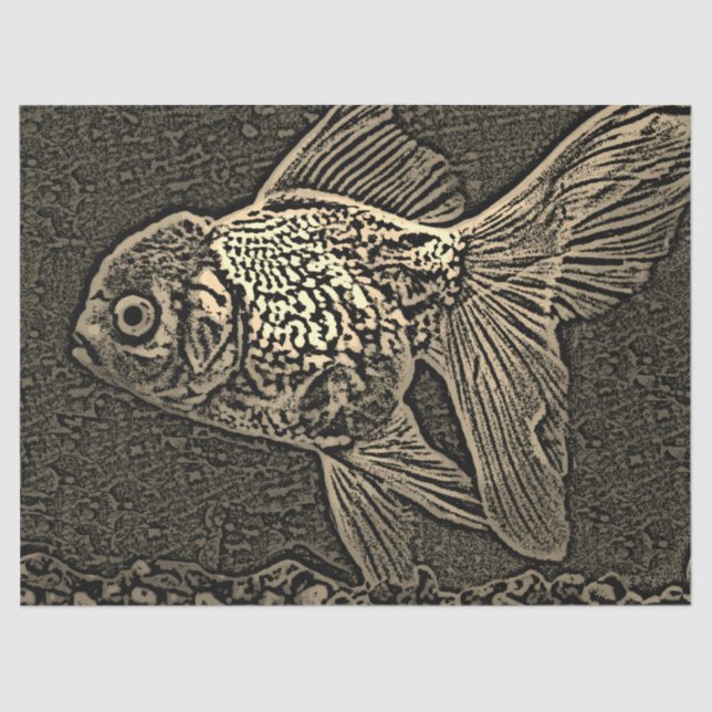 Artistic Fish Decoupage Sepia Tissue Paper (Front)