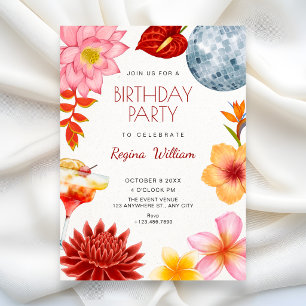 Artistic floral botanical party birthday invitation