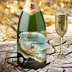 Artistic Floral Cheers Birthday Wine Label