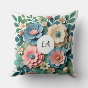 Artistic Floral Creation Featuring Paper Flowers Cushion