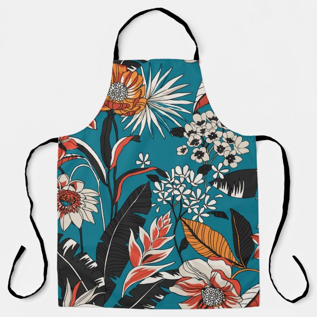 Artistic Floral Deco: Vintage Seamless Pattern Apron (Front)