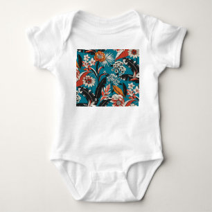 Artistic Floral Deco: Vintage Seamless Pattern Baby Bodysuit