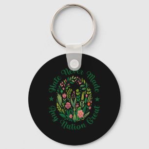 Artistic Floral Democrat President Liberal Anti Tr Key Ring