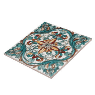 Artistic Floral Design on Decorative Ceramic Tiles