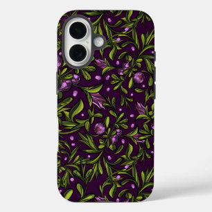Artistic Floral Motif: Purple Flowers iPhone 16 Case