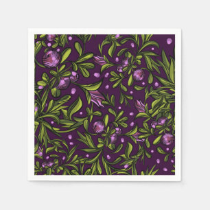 Artistic Floral Motif: Purple Flowers Napkin