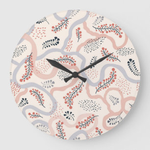 Artistic floral pattern, ornamental autumn decor. large clock