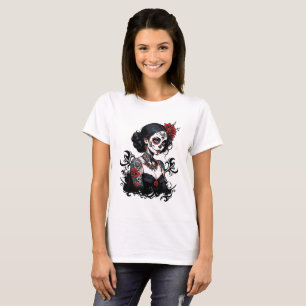 Artistic Floral Skull Women's T-Shirt - Unique Sug