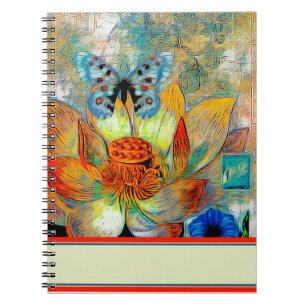 Artistic flower and butterfly notebook