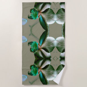 Artistic Flower in Blue, Green and Grey Tones Beach Towel
