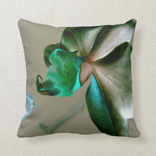 Artistic Flower in Blue, Green and Grey Tones Cushion
