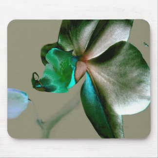 Artistic Flower in Blue, Green and Grey Tones Mouse Pad