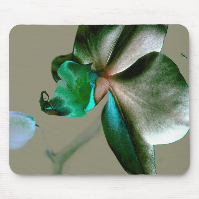 Artistic Flower in Blue, Green and Grey Tones Mouse Pad (Front)