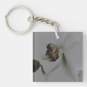 Artistic Flower in Grey Tones Key Ring