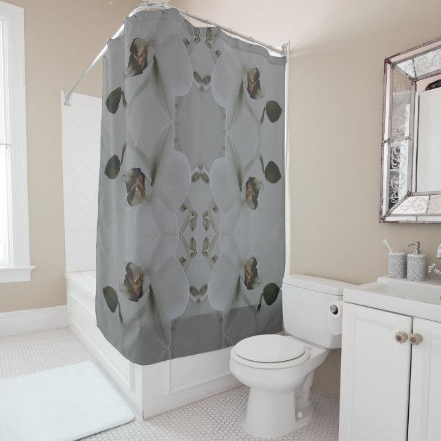 Artistic Flower in Grey Tones Shower Curtain (In Situ)