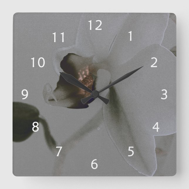 Artistic Flower in Grey Tones Square Wall Clock (Front)