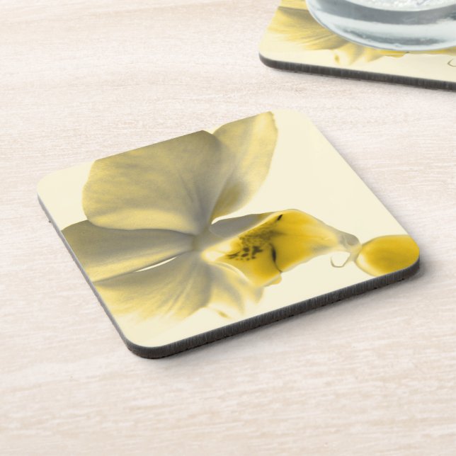 Artistic Flower in Yellow Tones Coaster (Left Side)