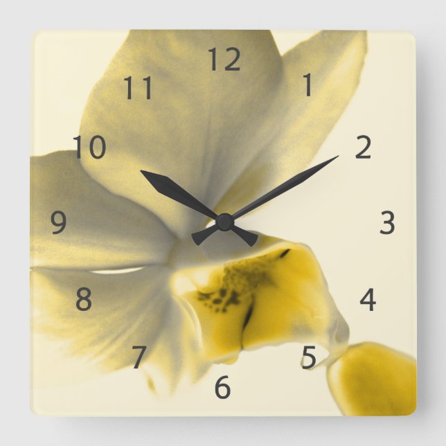 Artistic Flower in Yellow Tones Square Wall Clock (Front)