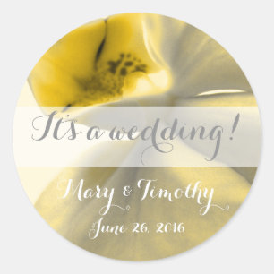 Artistic Flower in Yellow Tones - Wedding Classic Round Sticker