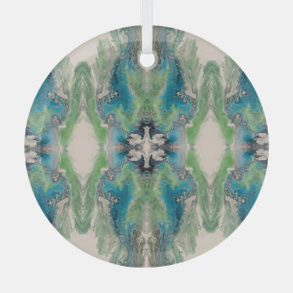 Artistic Fluid Abstract in Aqua & Green Glass Tree Decoration