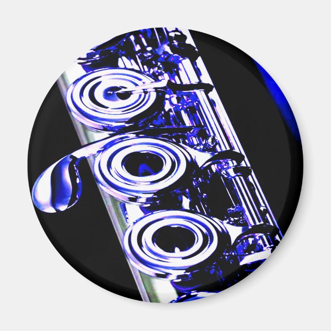 Artistic Flute Silver Metal Beautiful Fun Magnet (Front)