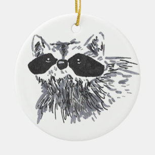 Artistic Forest Animal Wildlife Cute Raccoon Ceramic Ornament