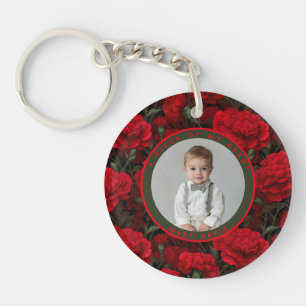 Artistic forever memory Floral Carnation Key Ring