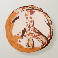 Artistic Fox Peace Sign Autumn Leaves Tree Poster