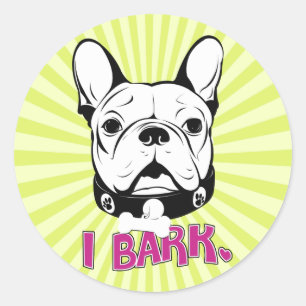 Artistic French Bulldog "Bark" Design Classic Round Sticker