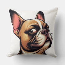 Artistic French Bulldog Portrait Throw Pillow