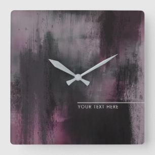 Artistic Fuchsia Modern Abstract Square Wall Clock