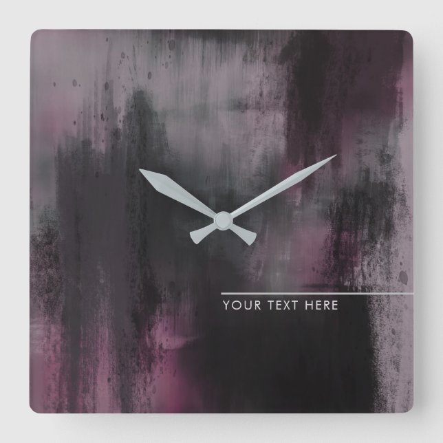 Artistic Fuchsia Modern Abstract  Square Wall Clock (Front)