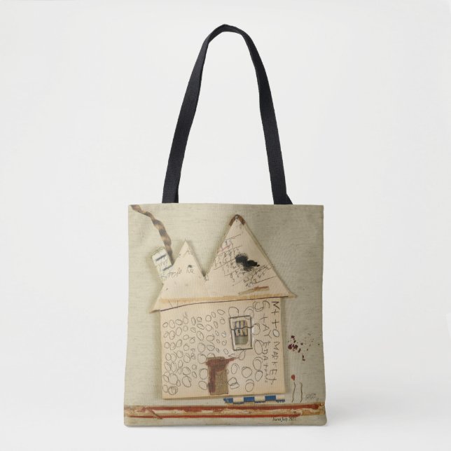 artistic, funny house,cute tote bag (Front)
