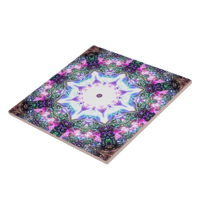 artistic futurist shiny Floral persian mandala   Ceramic Tile (Side)