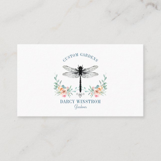 Artistic Gardener Dragonfly Business Card (Front)