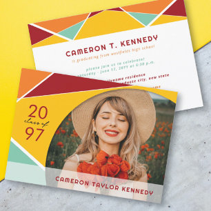 Artistic Geo Colour Blocks Photo Graduation Party Invitation