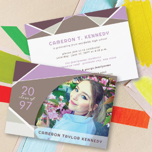 Artistic Geo Colour Blocks Photo Graduation Party Invitation