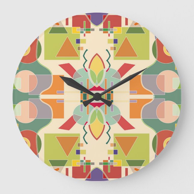 Artistic Geometric: Colourful Seamless Pattern Large Clock (Front)