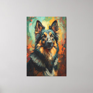 Artistic German Shepherd Portrait Vibrant Painting Canvas Print