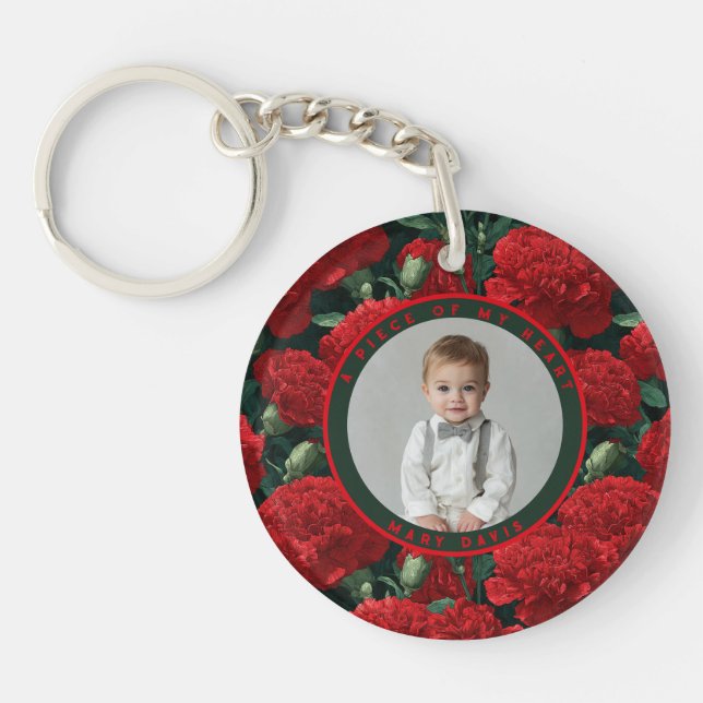 Artistic Gifts For Couples Custom Carnation Key Ring (Front)