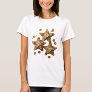 Artistic Gold GOLDEN STARS Slogan Design T-Shirt