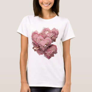 Artistic Gold HEARTS OF LOVE Slogan Design T-Shirt