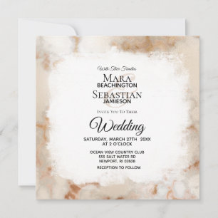 *~* Artistic Gold Marble Veins AR2 Wedding Invitation