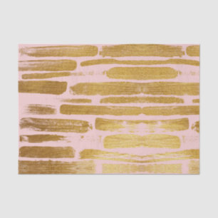 Artistic Gold Paint Brushstroke Stripes on Blush Tissue Paper